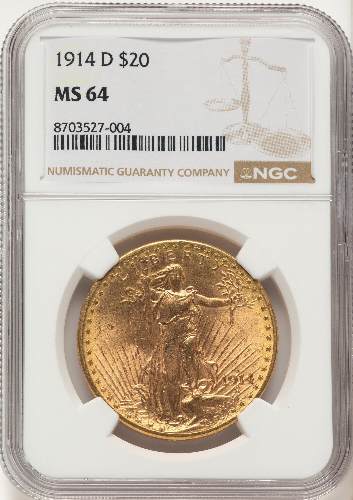 1914-D $20 Saint-Gaudens Double Eagle NGC MS64