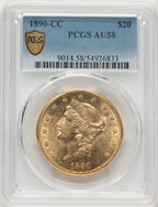 1890-CC $20 Liberty Double Eagle PCGS AU58