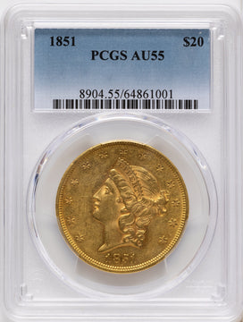 1851 $20 Liberty Double Eagle PCGS AU55