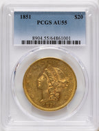 1851 $20 Liberty Double Eagle PCGS AU55