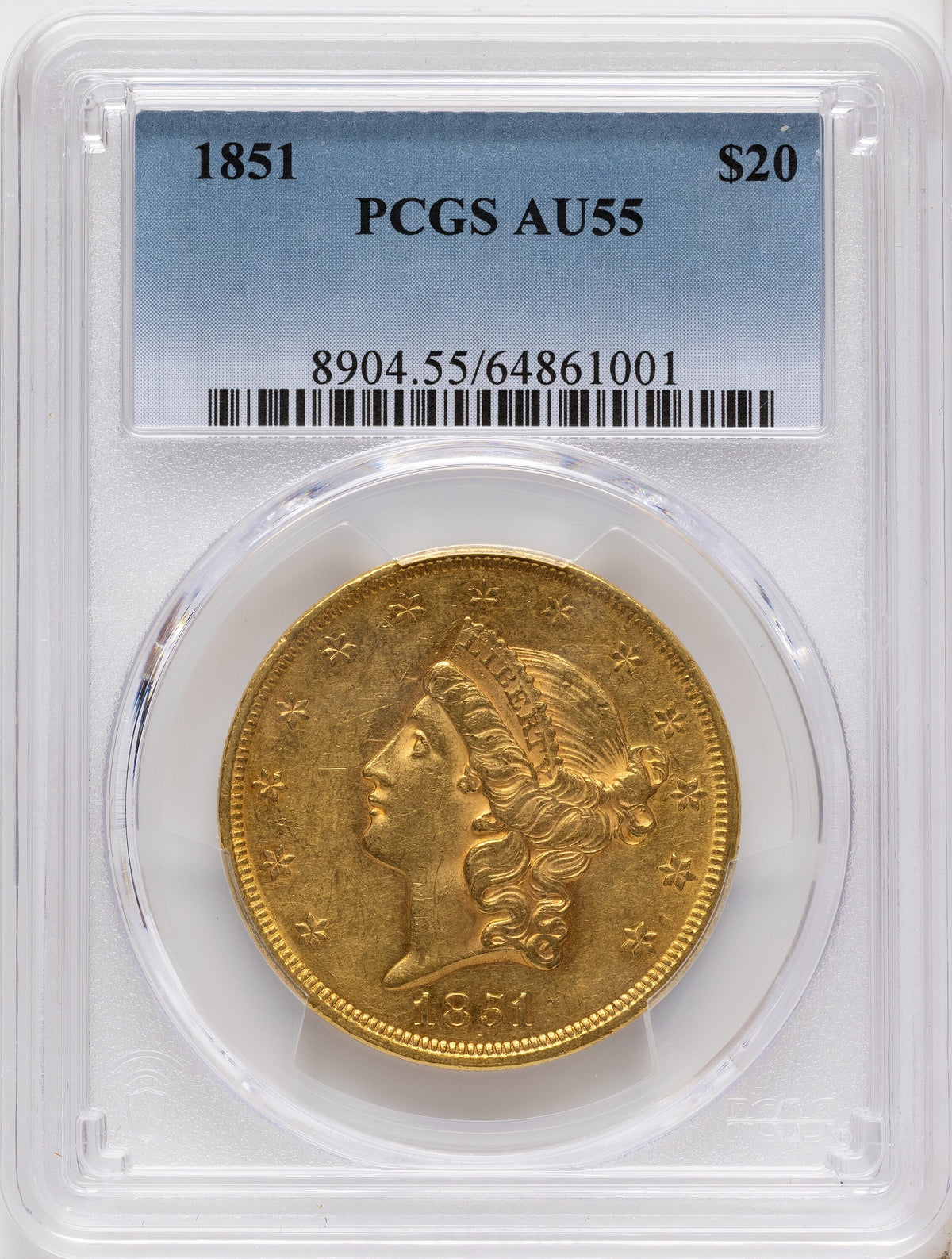 1851 $20 Liberty Double Eagle PCGS AU55