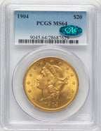 1904 $20 Liberty CAC Liberty Double Eagle PCGS MS64