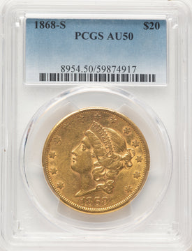 1868-S $20 Liberty Double Eagle PCGS AU50