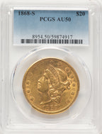 1868-S $20 Liberty Double Eagle PCGS AU50