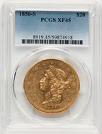 1856-S $20 Liberty Double Eagle PCGS XF45