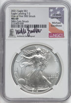 2021 Silver Eagle Type 2 At Dusk & Dawn 35th Anniversary 58th NGC MS69 Michael Gaudioso Signed