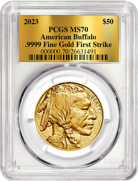 2023 $50 One Ounce Gold Buffalo First Strike Gold Label PCGS MS70