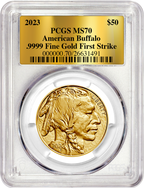 2023 $50 One Ounce Gold Buffalo First Strike Gold Label PCGS MS70