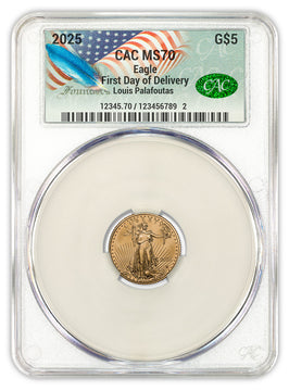 2025 1/10 oz American Gold Eagle FDD CAC MS70 Founders Label