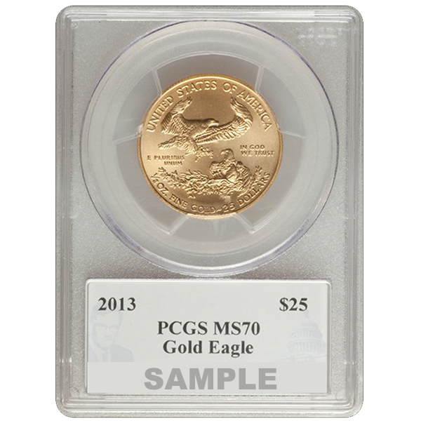 1/2 OZ AMERICAN GOLD EAGLE PCGS70