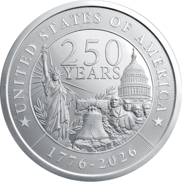 5 OZ SILVER ROUND 250TH ANNIVERSARY GOLDEN STATE MINT