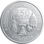 5 OZ SILVER ROUND 250TH ANNIVERSARY GOLDEN STATE MINT