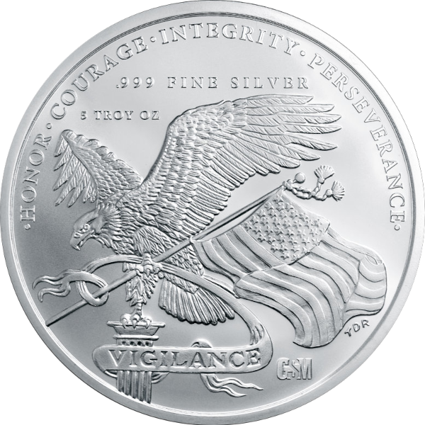 5 OZ SILVER ROUND 250TH ANNIVERSARY GOLDEN STATE MINT
