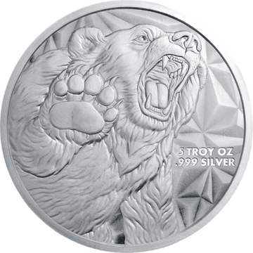5 OZ SILVER ROUND BULL AND BEAR GOLDEN STATE MINT