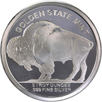 5 OZ SILVER ROUND BUFFALO DESIGN GOLDEN STATE MINT