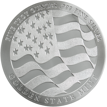5 OZ SILVER ROUND EAGLE GOLDEN STATE MINT