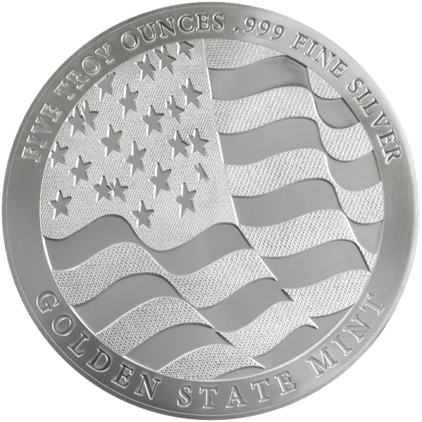 5 OZ SILVER ROUND EAGLE GOLDEN STATE MINT