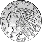 5 OZ SILVER ROUND INCUSE INDIAN DESIGN GOLDEN STATE MINT
