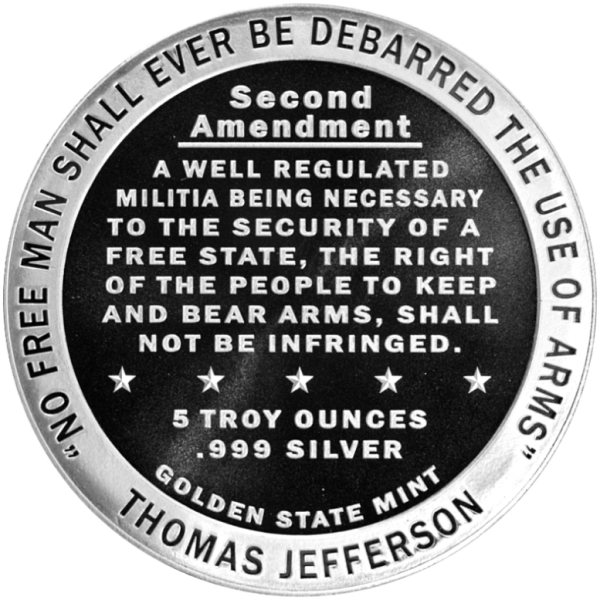 5 oz Second Amendment Right to Bear Arms Silver Round BU