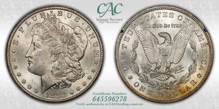 1883-CC $1 GSA Treasure Hoard Morgan Dollar CACG MS63
