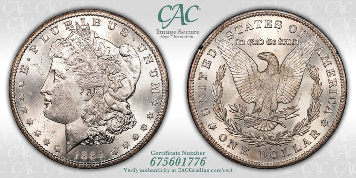 1884-CC $1 GSA Treasure Hoard Morgan Dollar CACG MS62 (675601776)