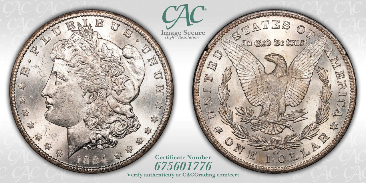 1884-CC $1 GSA Treasure Hoard Morgan Dollar CACG MS62 (675601776)