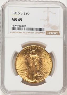 1916-S $20 Saint-Gaudens Double Eagle NGC MS65