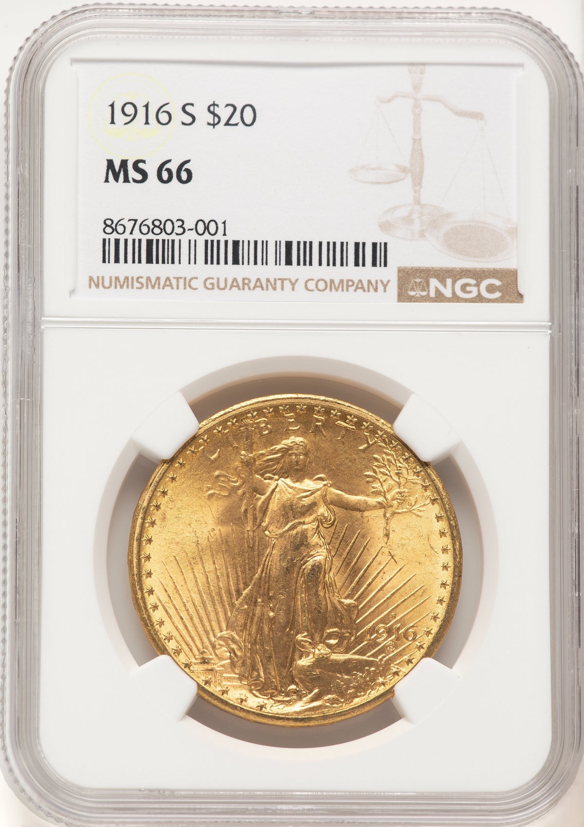1916-S $20 Saint-Gaudens Double Eagle NGC MS66
