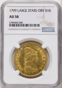 1799 $10 Lg Obv Stars Early Eagle NGC AU58