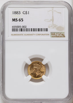 1883 G$1 Gold Dollar NGC MS65