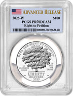2025-W $100 Platinum Eagle Right To Petition AR PCGS PR70