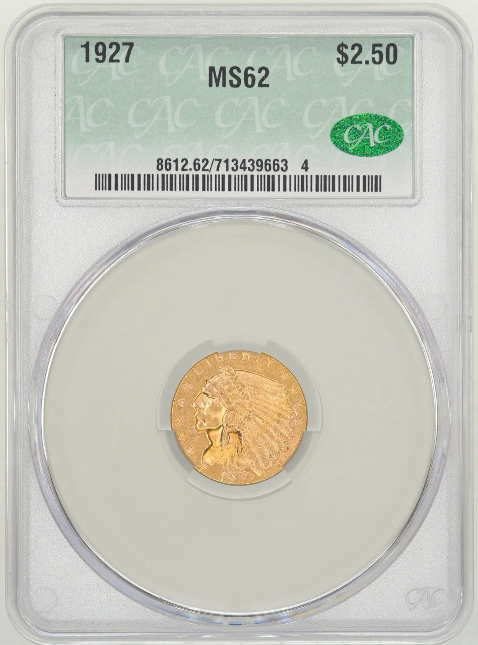 1927 $2.50 Indian Quarter Eagle CACG MS62