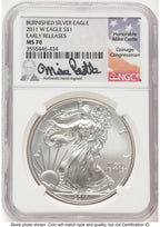 2011-W Burnished Silver Eagle 1 oz ER Mike Castle NGC MS70