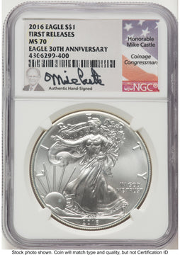 2016 Silver Eagle FR Mike Castle NGC MS70