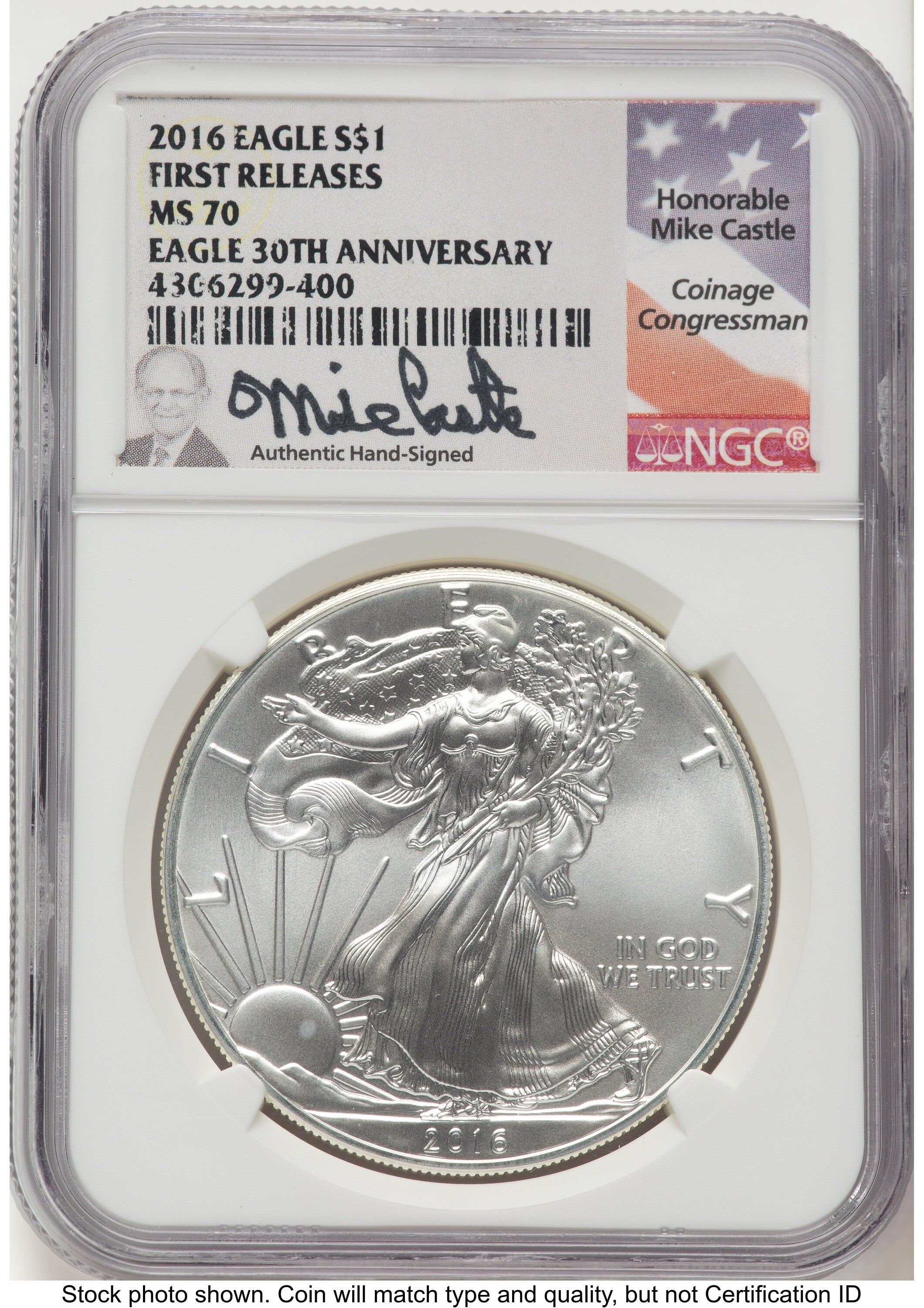 2016 Silver Eagle FR Mike Castle NGC MS70