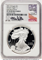 2021-W TY1 Proof Silver Eagle 1 oz FDI Mike Castle NGC PF70