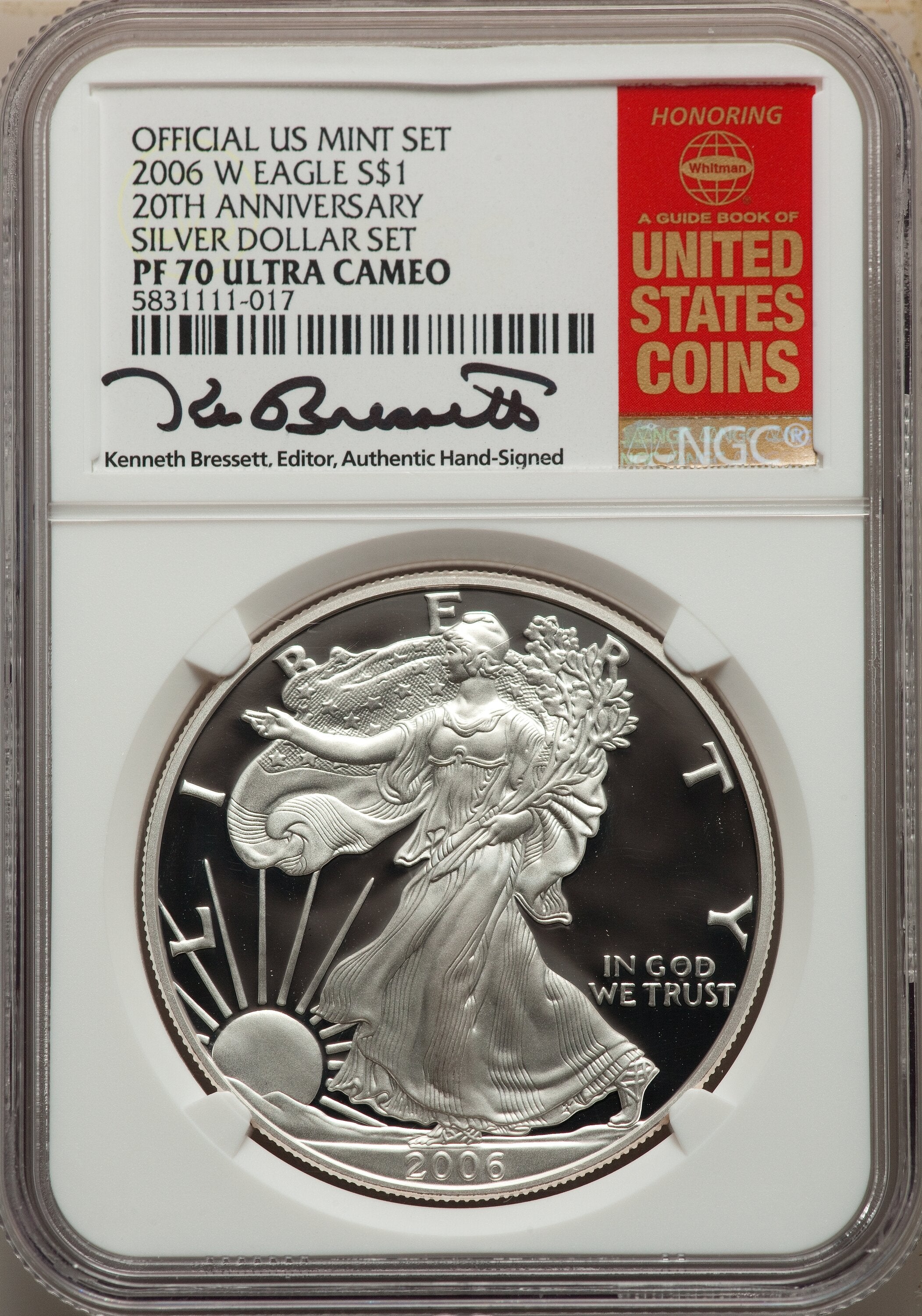 2006 3 Coin 20th Anniversary Silver Eagle Set Kenneth Bressett Red Book Miscellaneous NGC MS70