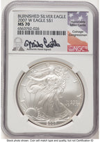 2007-W Burnished Silver Eagle 1 oz Mike Castle NGC MS70