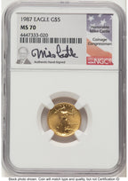 1987 Gold Eagle 1/10 oz Mike Castle NGC MS70