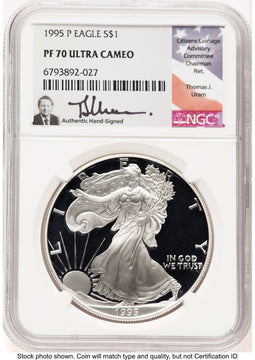 1995-P Proof Silver Eagle 1 oz Thomas Uram NGC PF70