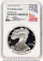 1995-P Proof Silver Eagle 1 oz Thomas Uram NGC PF70
