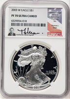 2003-W Proof Silver Eagle 1 oz Thomas Uram NGC PF70