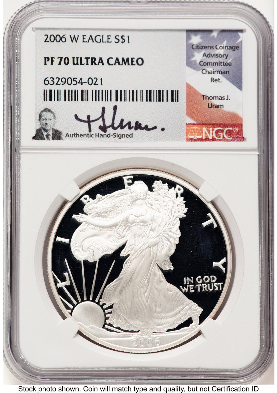 2006-W Proof Silver Eagle 1 oz Thomas Uram NGC PF70