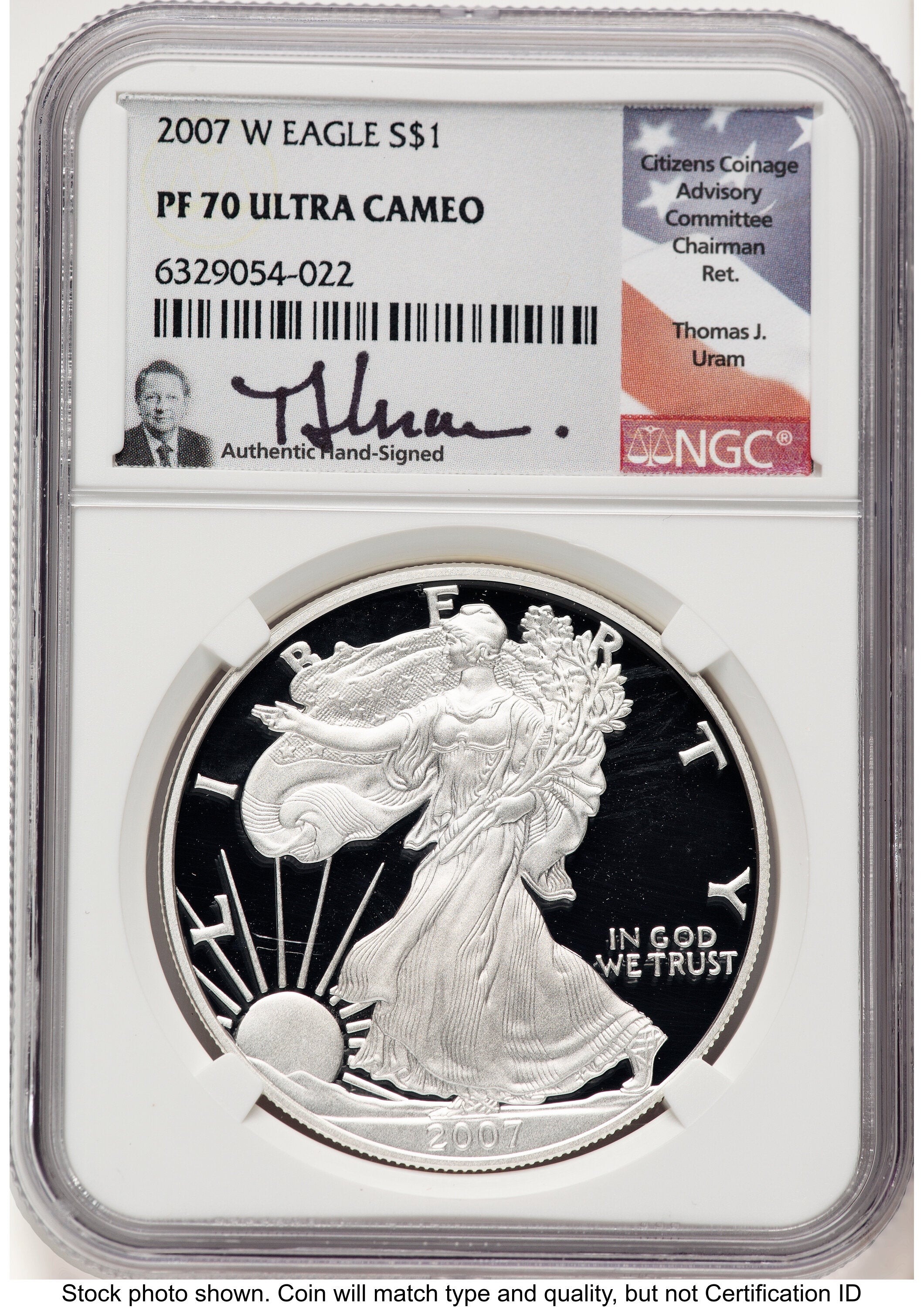 2007-W Proof Silver Eagle 1 oz Thomas Uram NGC PF70