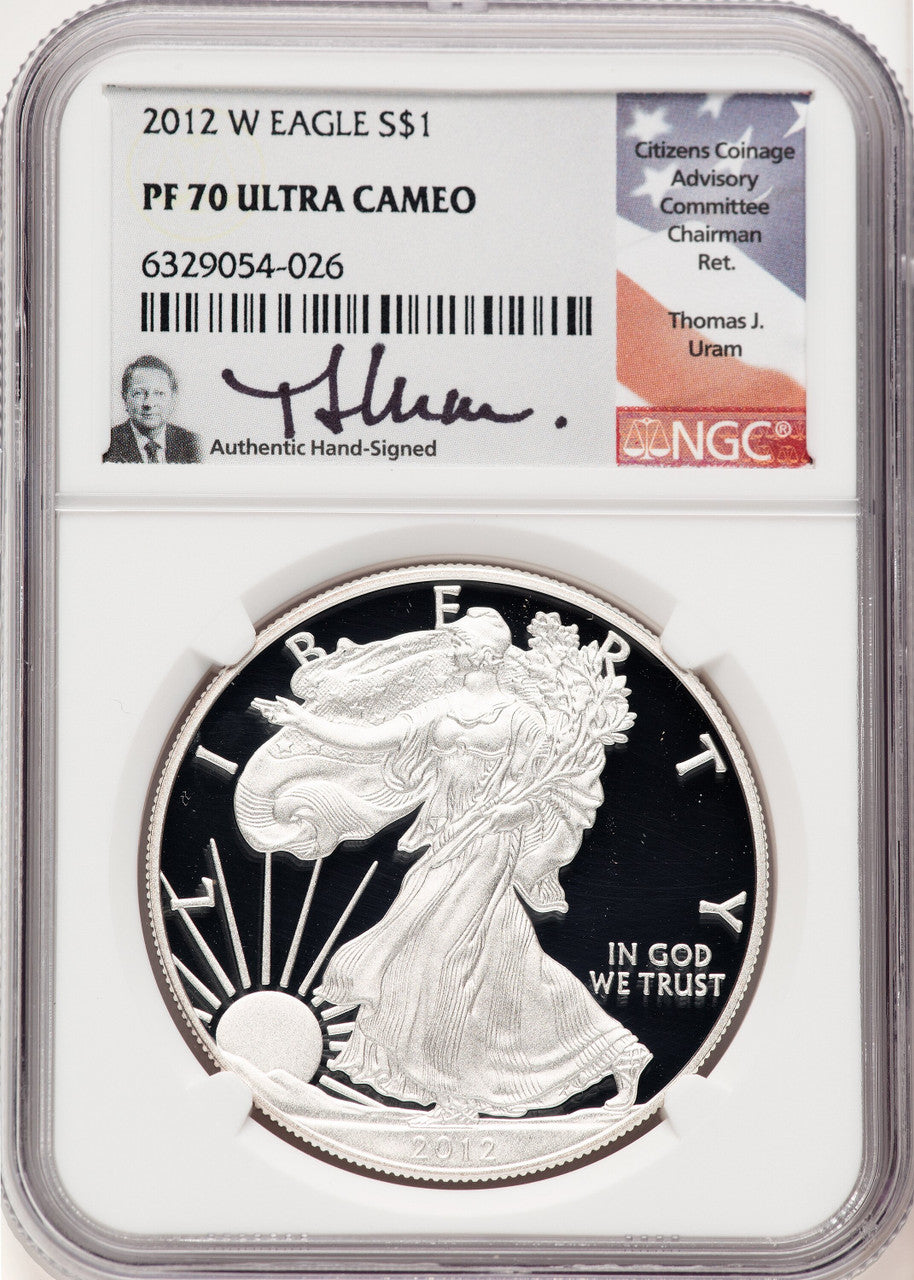 2012-W Proof Silver Eagle 1 oz Thomas Uram NGC PF70