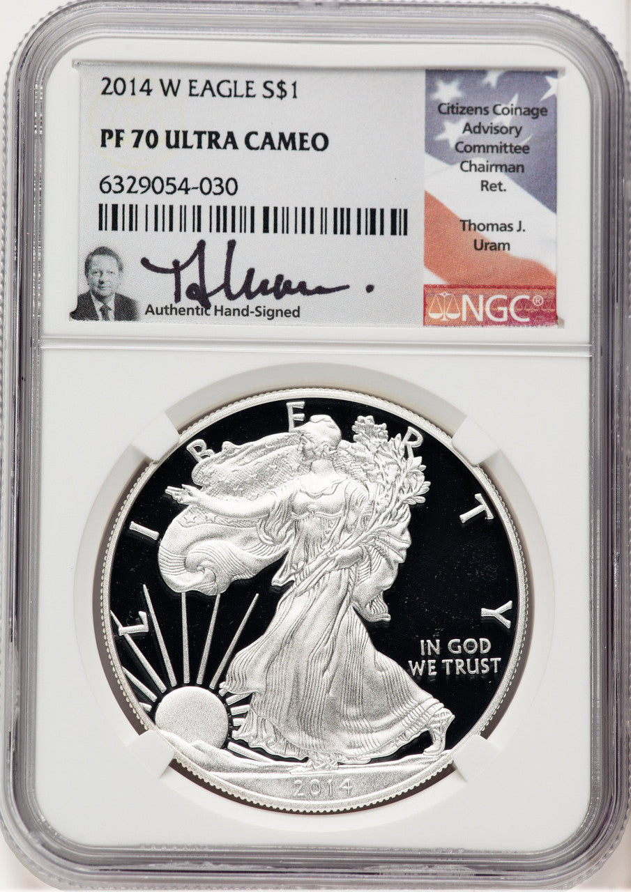 2014-W Proof Silver Eagle 1 oz Thomas Uram NGC PF70