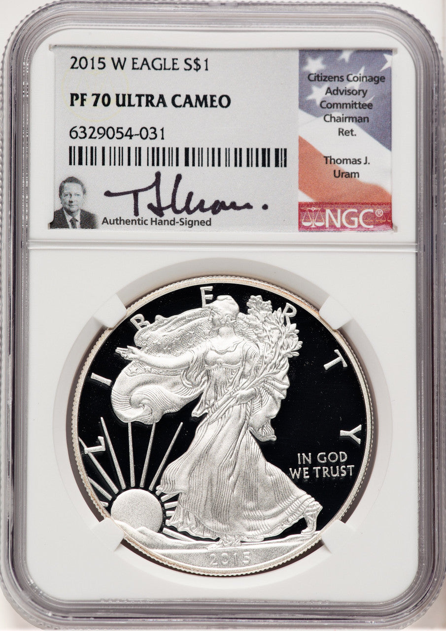 2015-W Proof Silver Eagle 1 oz Thomas Uram NGC PF70