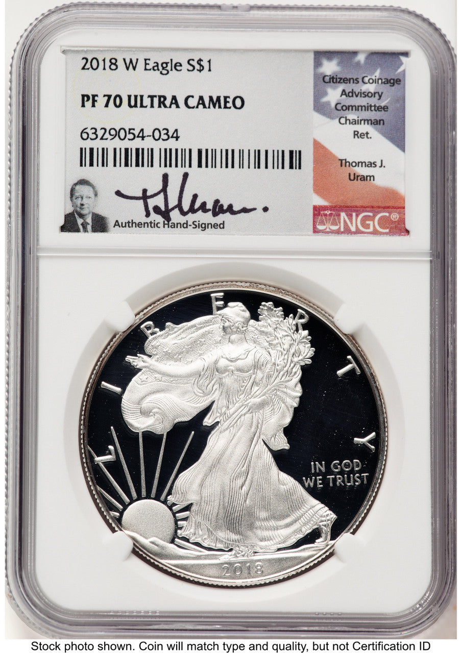 2018-W Proof Silver Eagle 1 oz Thomas Uram NGC PF70