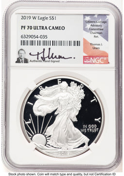 2019-W Proof Silver Eagle 1 oz Thomas Uram NGC PF70