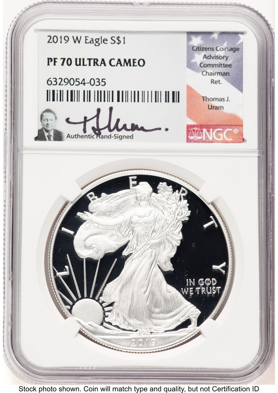 2019-W Proof Silver Eagle 1 oz Thomas Uram NGC PF70